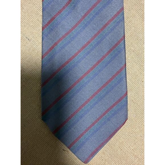 Salvatore Ferragamo Silk Tie Mens One Size Blue Red Diagonal Striped Italy